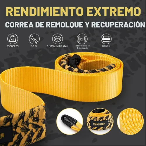 Vista 4 de BUNKER INDUST Correa de Remolque de Servicio Pesado, Correa de Cabrestante Tree Saver de 3 pulgadas x 10 pies, Correas de Recuperación de 35,000