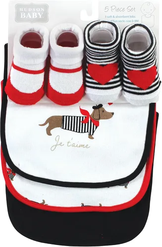 Vista 2 de Hudson Baby Unisex BabyCotton Bib and Sock Set
