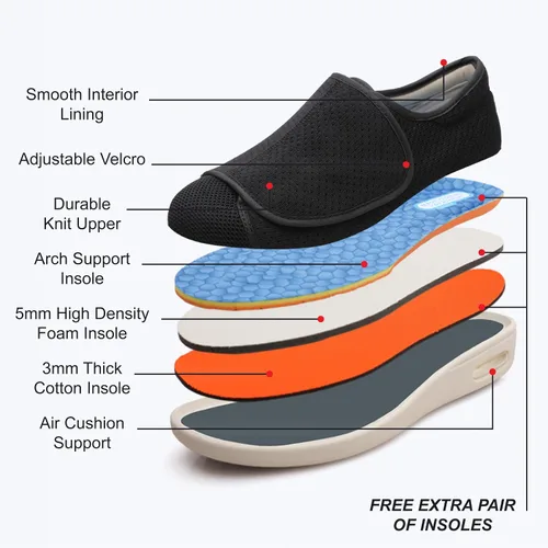 Vista 3 de youyun Zapatos ortopédicos para mujer, zapatos deportivos de ajuste ancho para diabéticos, fascitis plantar y pies hinchados, ligeros, cómodos