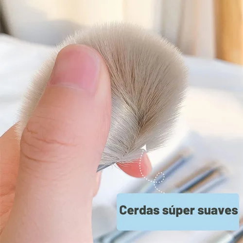 Vista 6 de Juego de 8 brochas de maquillaje, mini brochas de maquillaje, brochas de maquillaje, mezcla de rubor, corrector de sombra de ojos, delineador
