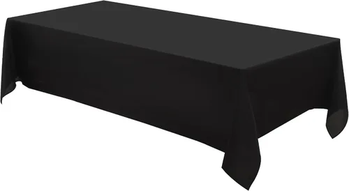 Vista 8 de Mantel Cuadrado 52 x 52 Pulgadas Manteles Negros Resistente a Manchas y Arrugas Lavable de Poliéster para Fiestas, Buffets y Bodas Mantel