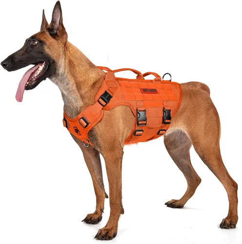 Vista 21 de OneTigris Arnés táctico grande para perros, arnés de perro ajustable sin tirones, arnés de perro resistente con asa, paneles grandes de gancho