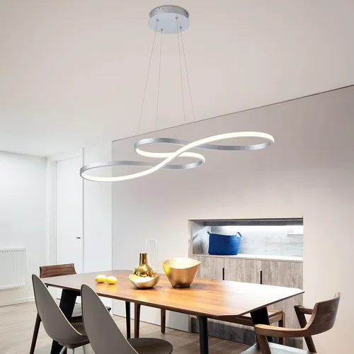 Vista 18 de Lámpara colgante LED moderna, lámpara de araña negra de 39.37 pulgadas regulable con control remoto y teléfono, temperatura de color ajustable