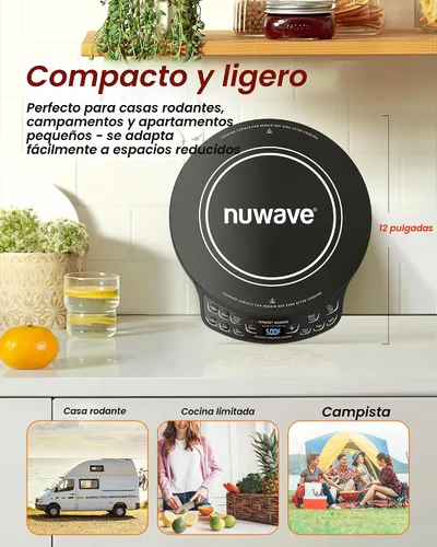 Vista 6 de Nuwave - Placa de inducción portátil Diamond con sonda, quemador de encimera avanzado, 91 temperaturas desde 100 °F hasta 500 °F, vidrio cerámico a