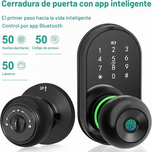 Vista 7 de Smart Door Lock Knob Fingerprint Keypad Keyless Entry Lock for Front Door