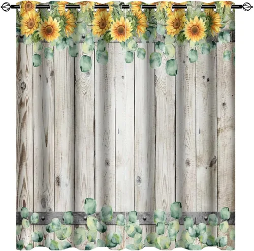 Vista 15 de Cortinas abstractas de eucalipto y colibrí, cortinas opacas con aislamiento térmico y ojales para dormitorio, 2 paneles de 45 pulgadas de largo x 21