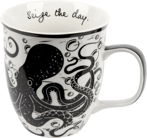 Vista 11 de Karma Gifts - Taza bohemia de 16 onzas, color blanco y negro, diseño de abeja, bonita taza de café y té, tazas de café de cerámica para mujeres