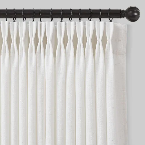 Vista 22 de Cortinas de lino de 63 pulgadas, juego de 2 paneles para sala de estar, beige natural, cortinas con pliegues pellizco entrenadas con memoria