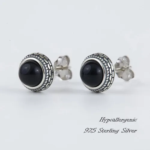 Vista 17 de Aretes de plata de ley con piedra natal de cristal real, joyería para mujer, moda occidental 925, envejecida, bohemia, hecha a mano, el mejor regalo