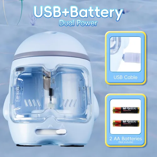 Vista 2 de M&G Sacapuntas eléctrico, sacapuntas portátil con bonito diseño de gato, con batería/USB de doble alimentación para lápices, niños, estudiantes