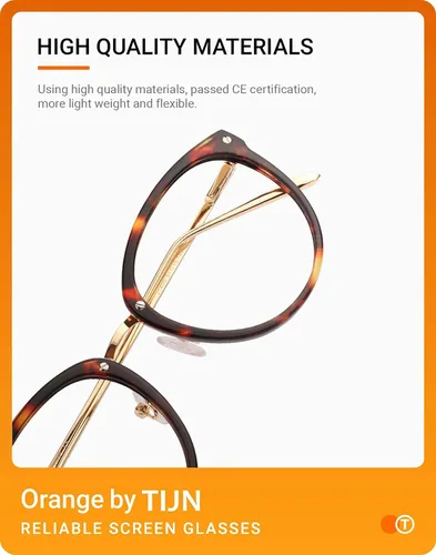 Vista 4 de Gafas TIJN de óptica con montura redonda de metal estilo vintage bloquean la luz azul gafas sin prescripción con montura para mujer