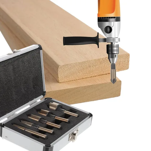Vista 9 de Countersink Drill Bit Set with Mill Cutter Bits for Woodworking and High-Speed Steel Construction with Oxidized Gold Finish Precision Ground for