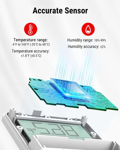 Vista 7 de ThermoPro TP357 - Termómetro higrómetro digital para interiores de 260 pies, termómetro Bluetooth medidor de humedad con aplicación inteligente