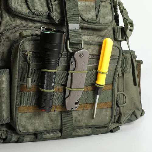 Vista 5 de FRTKK Paquete de 10 soportes tácticos para equipo con clip Molle Web Dominator con cuerdas elásticas para mochilas tácticas, bolsas Molle