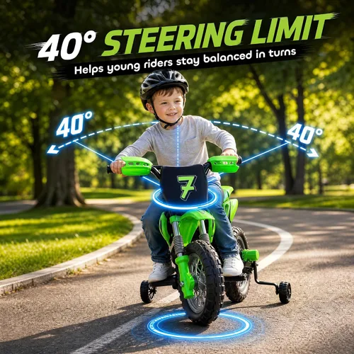 Vista 5 de Qaba Motocicleta eléctrica de 12 V para niños de 3 a 6 años, color verde
