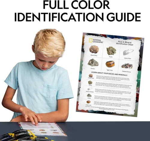 Vista 6 de Kit de colección de rocas de National Geographic para niños – 1.25 lb. Rocas, minerales y piedras preciosas surtidas y 50 rocas y minerales geniales