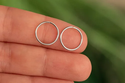Vista 79 de Aretes de aro de oro de plata – Aretes de aro para mujer, dos piezas de aros de plata fina rellenos de oro, aro de hélice, anillo de tragus, aro