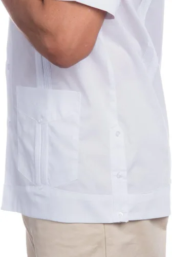 Vista 5 de Camisa básica tradicional de mezcla de algodón cubano Guayabera. Talla M Color blanco blanco, Blanco