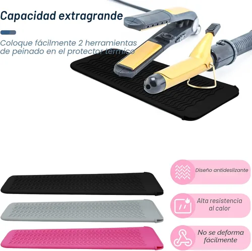 Vista 5 de 1 Paquete de Funda de Silicona Resistente al Calor para Alisador de Cabello, Rizador, Plancha Plana y Herramientas Calientes para el Cabello Negro
