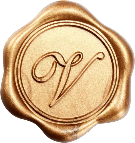 Vista 32 de Yoption - Pegatinas adhesivas de sello de cera con letra inicial A, paquete de 25 pegatinas de sello de cera con letra antigua dorada, sellos