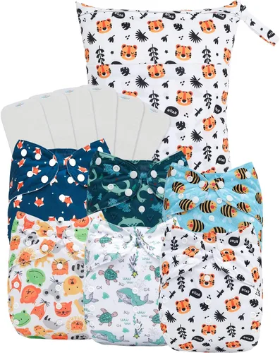 Vista 21 de babygoal Pañales de tela para recién nacidos, paquete de 13 unidades para niños prematuros de 5-12 libras, 6 unidades con 6 insertos y bolsa