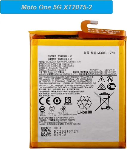 Vista 2 de Batería de repuesto LZ50 compatible con Moto One 5G XT2075-2 Moto G100 XT2125-4 batería con herramientas
