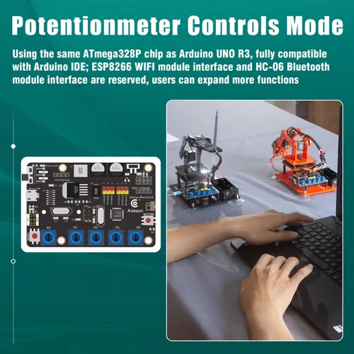 Vista 6 de Kit de brazo robótico 5-DOF compatible con Arduino IDE, kit de construcción de robot STEM programable, codificación de bricolaje, brazo de robot