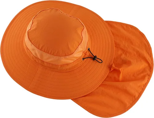 Vista 4 de Home Prefer Sombrero de malla para exteriores UPF50+ Sombrero de pesca de ala ancha con solapa para el cuello