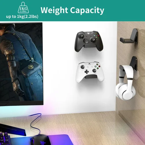 Vista 3 de HomeMount Universal Controller Wall Mount - Controller Holder Wall Mount for PS4PS5XboxSwitch,Adhesive Gaming Controller Hanger Hook Desk Mount for