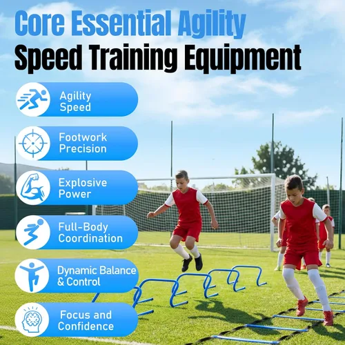 Vista 7 de Agility Ladder,Soccer Training Equipment Set,20ft Speed Ladder,4 Agility Hurdles,Football Basketball Training Equipment,Football Accessories for