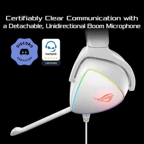Vista 4 de ASUS Auriculares RGB ROG Delta Hi-Res ESS Quad-DAC, efecto de iluminación circular RBG Conector USB-C para PC, consolas y juegos móviles