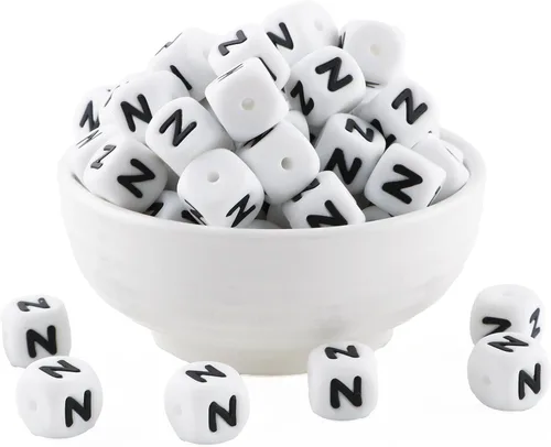 Vista 18 de Cuentas de silicona de corazón cuadrado blanco de 0.472 pulgadas, 20 cuentas de silicona con números de corazón para hacer llaveros, ideal
