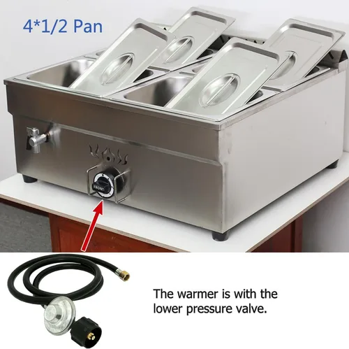 Vista 4 de INTBUYING Calentador de sopa de alimentos a gas LP, estufa de gas propano, calentador de vapor de acero inoxidable con válvula reguladora de gas