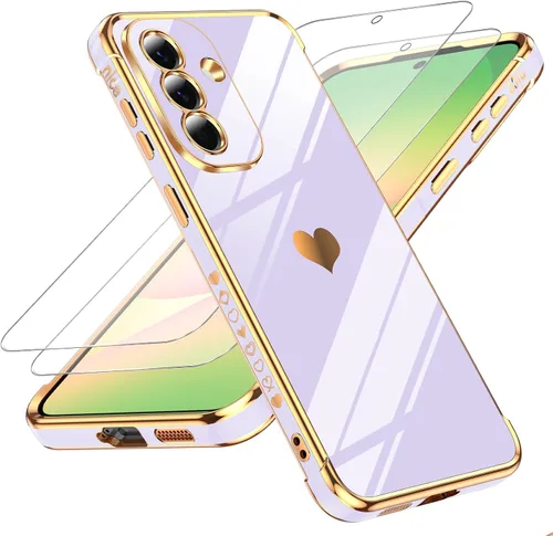 Vista 67 de LeYi Funda para Motorola-G 2025: Love Heart Plating Luxury, Negro