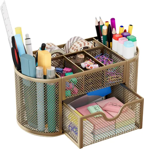 Vista 16 de Organizador para escritorio EasyPAG, malla metálica, 9 compartimentos, gavetas para escritorios con bandeja, Negro