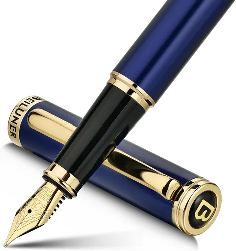 Vista 13 de BEILUNER - Pluma estilográfica azul, detalles de oro de 24 quilates azul&dorado