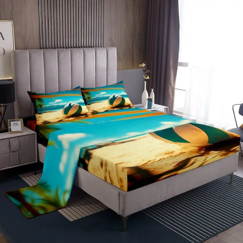 Vista 10 de Erosebridal Juego de sábanas de ballena náutica, tamaño individual, juego de ropa de cama vintage azul con ondas oceánicas para niños y niñas