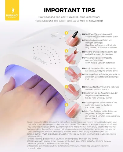 Vista 7 de BURANO - Kit de uñas de gel con extensión de poliacrilato, set de gel constructor de uñas de poliacrilato de 6 colores para principiantes