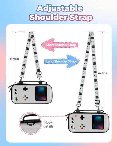 Vista 3 de Gurgitat Carrying Case for Nintendo SwitchSwitch OLED Travel Carry Cases Hard Shell Protective Cover Strap Retro Game Cute Girls Boys Accessories