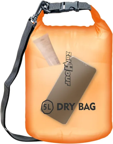 Vista 11 de Bolsa impermeable de almacenamiento transparente con tapa enrollable - Bolsa seca de 2 l/5 l/10 l/20 l, adecuada para viajes, natación, kayak Blanco