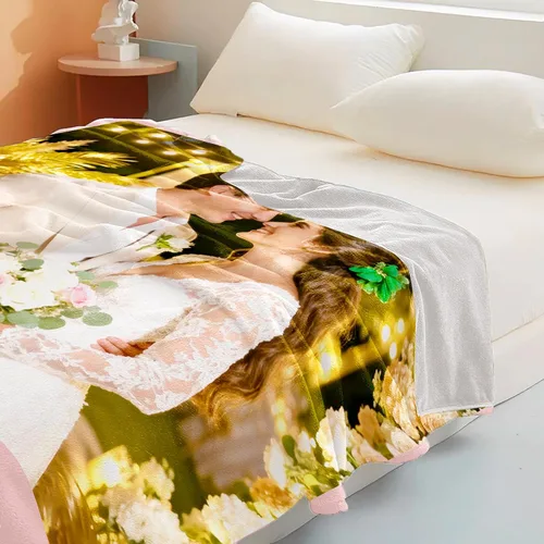 Vista 2 de Manta personalizada con imagen, manta personalizada con texto de fotos, manta de fotos personalizada para amiga, mamá y papá, regalos personalizados