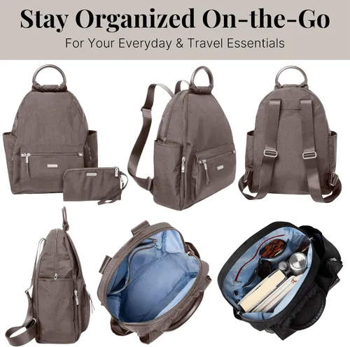 Vista 18 de Baggallini Mochila todo el día para mujer con pulsera de teléfono RFID, Negro, talla única