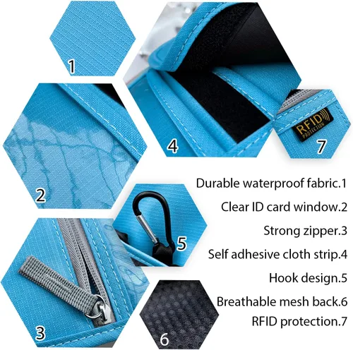 Vista 3 de Cartera de viaje para el cuello, soporte con bloqueo RFID para pasaporte con correa ajustable para hombres y mujeres para mantener efectivo
