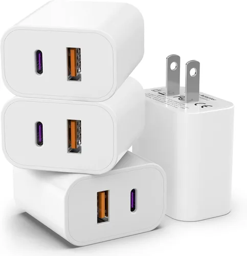 Vista 6 de Paquete de 2 adaptadores de corriente de 40 W USB C con puerto USB-C dual Phone Charger with Fast Charging Capability, Type C Wall Charger for