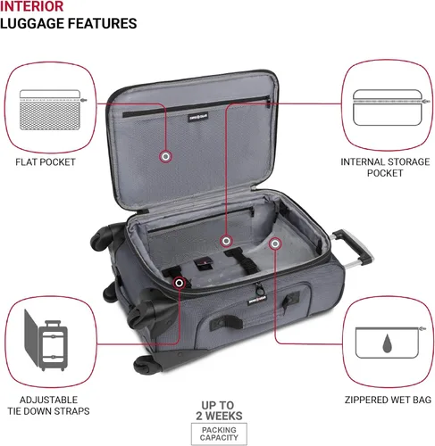 Vista 230 de SwissGear - Equipaje suave expandible Sion con ruedas, Negro