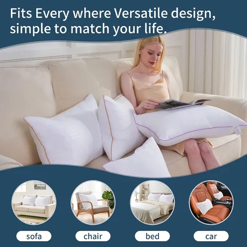 Vista 7 de Juego de 2 almohadas de cama tamaño King, almohada para dormir lateral Blanco