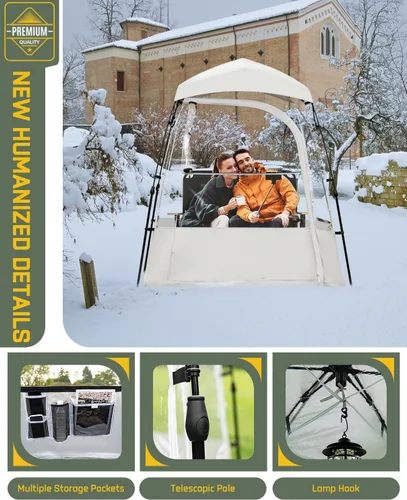 Vista 7 de Pod All Weather Sports Tent, Outdoor Pop Up Bubble Clear 540° View Winter Tent for 1-2 Person, Instant Cold Weather Shelter with Rainfly for Soccer