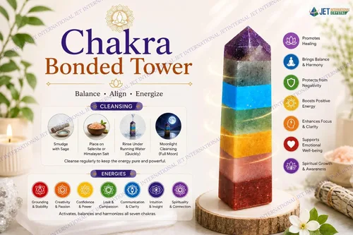 Vista 7 de Jet A++ Chakra Torre Bonded Tower Obelisco Jumbo Wand Energizada Cargada Limpiada Programada Pure Genuine Stick Free Booklet Jet International
