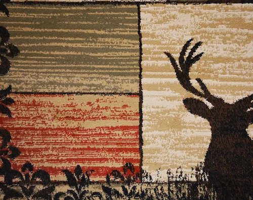 Vista 5 de Mayberry Rug AD8065 2X4 AMER DEST - Alfombra de área de alce de grano de madera, 2 pies 3 pulgadas x 3 pies, multicolor
