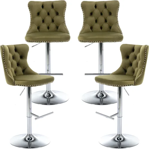 Vista 11 de Juego de 2 taburetes de bar modernos de terciopelo para mostrador, taburetes de bar giratorios ajustables con respaldo, sillas de isla de cocina